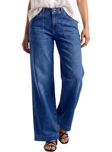 Sidefeel Women's Straight Leg Jeans High Waisted Stretchy Tummy Control Wide Leg Denim Pants Fall Outfits