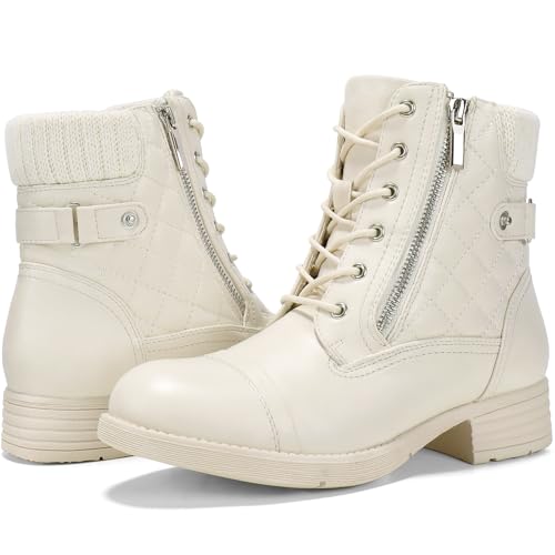 STQ Women's Combat Boots Lace up Ankle Booties