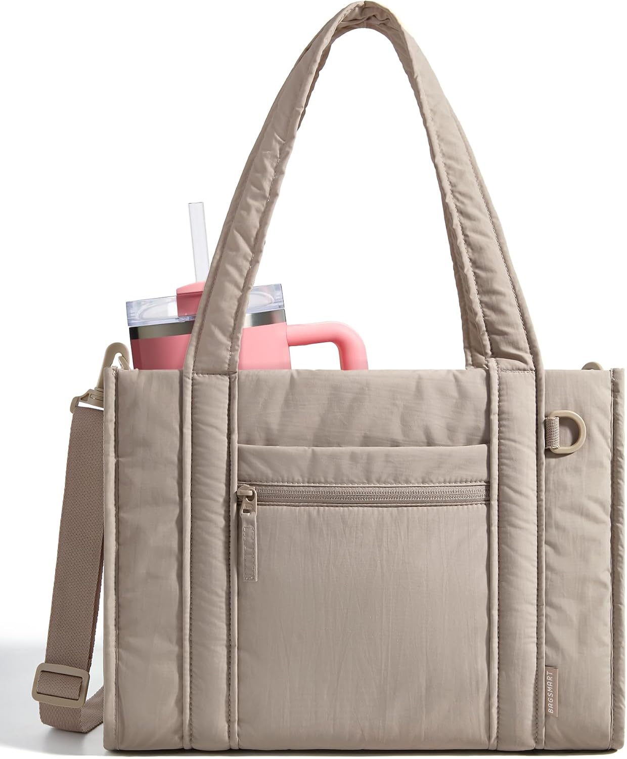 BAGSMART Small Tote Bag for Women, Lightweight with Zipper, Crossbody Purses for Travel Work College