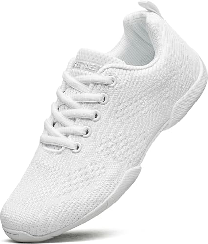 BAXINIER Girls White Cheerleading Shoes Premium