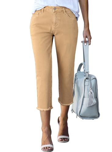 Sidefeel Women's Capri Jeans High Waisted