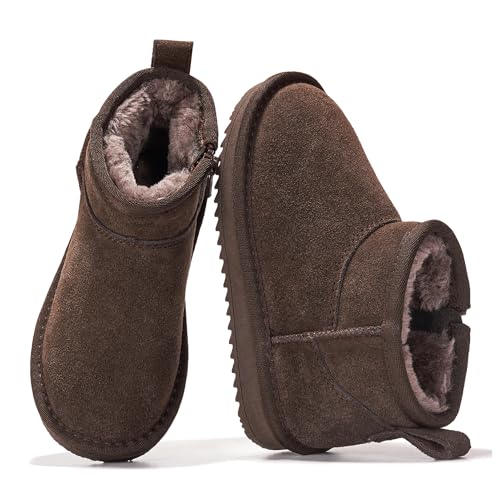 Project Cloud Genuine Leather Girls Boots  Lightweight & Cozy Fur Ankle Boots with Memory Foam  Non Slip Kids Boots for Girls, Perfect for Fall and Everyday Wear