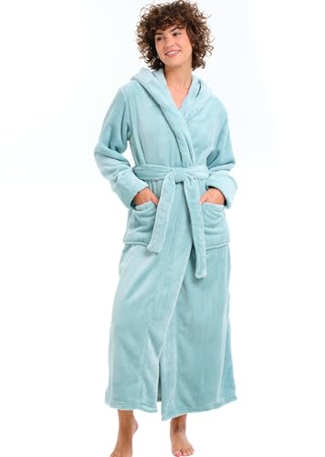 Alexander Del Rossa Long Plush Hooded Robe
