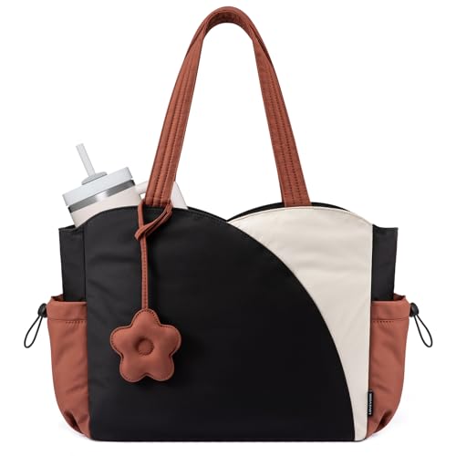 LOVEVOOK Tote Bag for Women, Puffer Work Bags with Zipper for Daily Travel College, Teacher Nurse Laptop Handbags Purses Gift