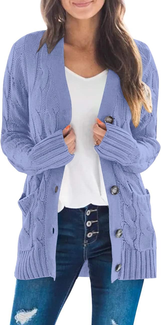 MEROKEETY Chunky Cable Cardigan
