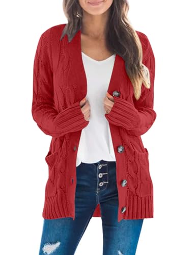 MEROKEETY Cable Knit Cardigan (Cozy)