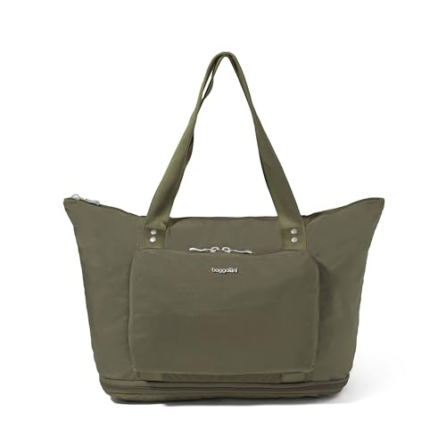 Baggallini Carryall Expandable Lightweight Travel Tote 22" Packable Folding Compact Nylon Washable Weekender w/Luggage Sleeve