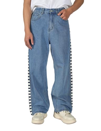 Plaid&Plain Baggy Jeans