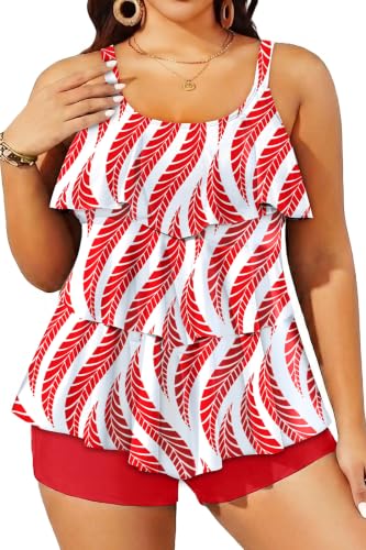 Yonique Women's Plus Size Tankini (High-Waist)