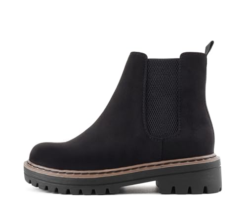 Soda Pilot ~ Women Lug Sole Low Heel Chelsea Fashion Ankle Bootie w/Double Elastic Gore