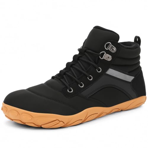 Womens Mens Winter Barefoot Boots Warm Minimalist Wide Toe Box Snow Boots Zero Drop Sole Outdoor Water Resistant Ankle Booties