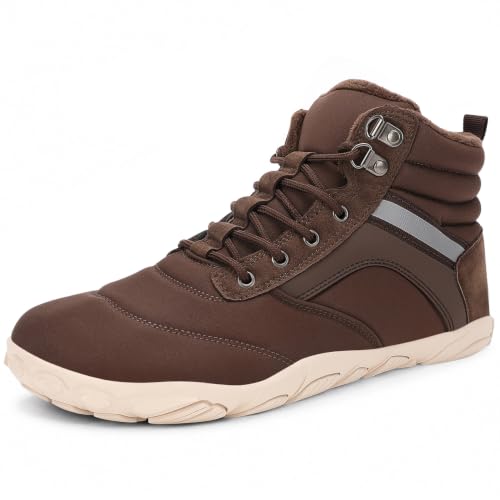Womens Mens Winter Barefoot Boots Warm Minimalist Wide Toe Box Snow Boots Zero Drop Sole Outdoor Water Resistant Ankle Booties