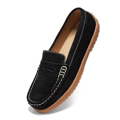 BEAUSEEN Women's Penny Loafers Slip-On - Lightweight Breathable Suede Driving Moccasins,Cute Business Casual Dress Shoes for Work & Travel