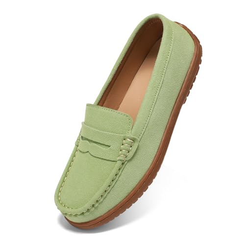 BEAUSEEN Women's Penny Loafers Slip-On - Lightweight Breathable Suede Driving Moccasins,Cute Business Casual Dress Shoes for Work & Travel