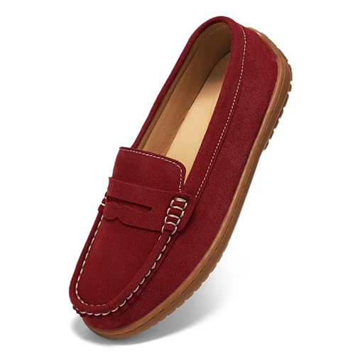 BEAUSEEN Women's Penny Loafers Slip-On - Lightweight Breathable Suede Driving Moccasins,Cute Business Casual Dress Shoes for Work & Travel