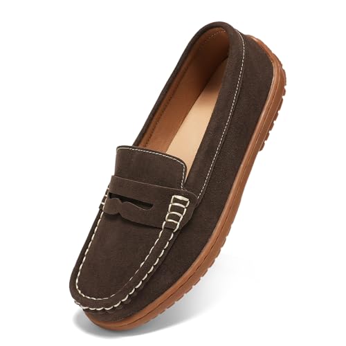 BEAUSEEN Women's Penny Loafers Slip-On - Lightweight Breathable Suede Driving Moccasins,Cute Business Casual Dress Shoes for Work & Travel
