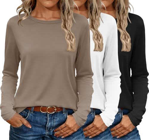 Ekouaer 3 Pack Long Sleeve Shirts (Crew)