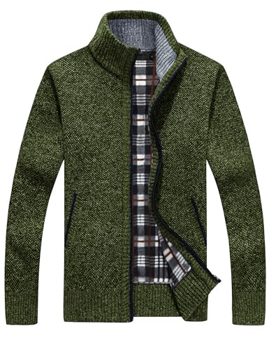 Yeokou Men's Full Zip Thick Knit Cardigan