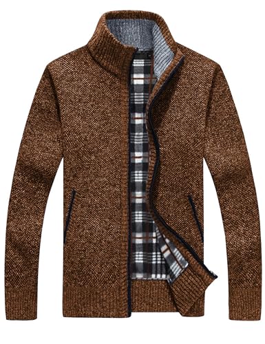 Yeokou Men's Full Zip Thick Knit Cardigan