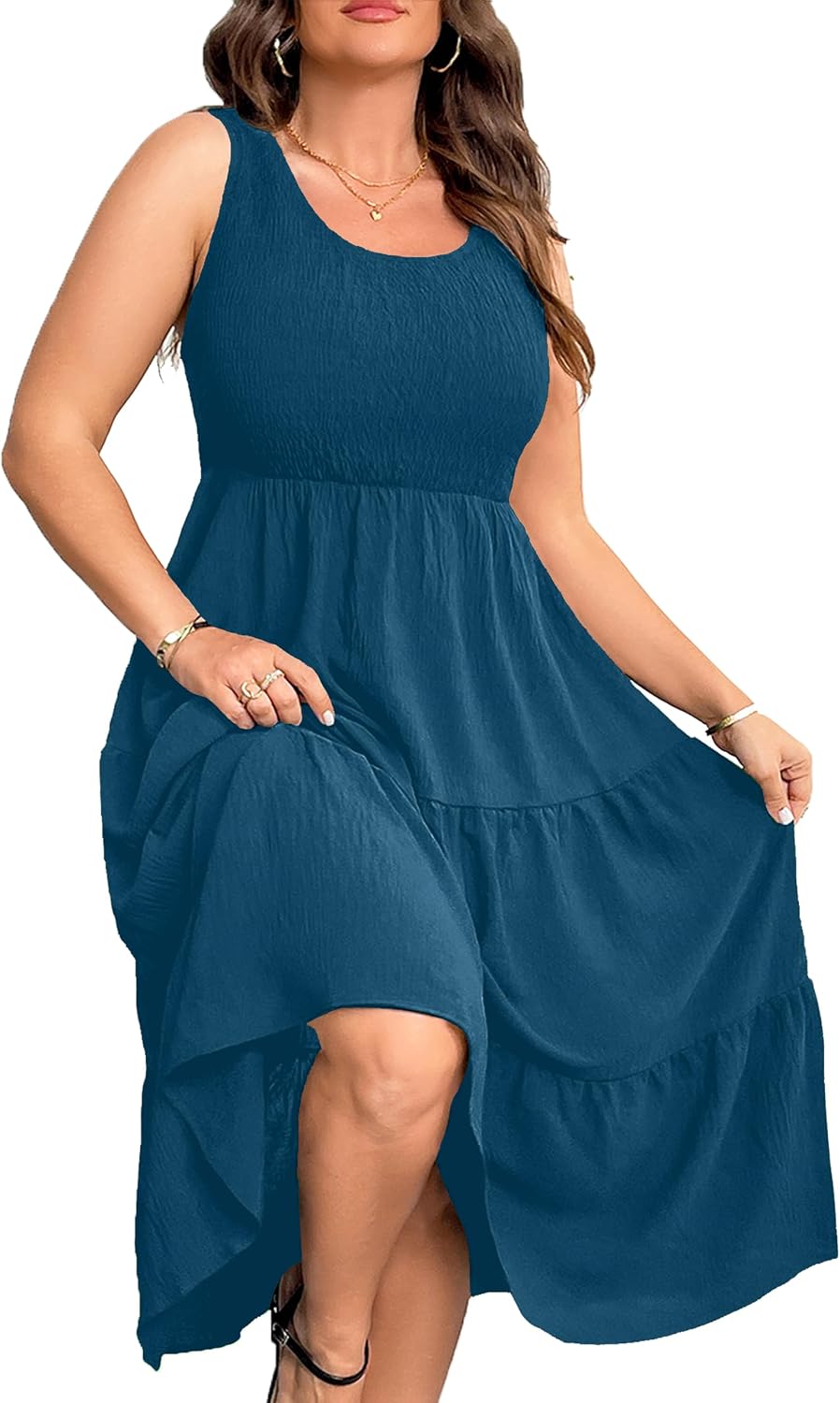 RWJ Plus Size Smocked Tank Midi