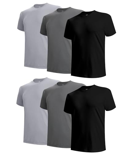 BAMBOO COOL Men's Undershirts Moisture-Wicking Crewneck T Shirts, Breathable Stretch Soft Tees for Men, 3 or 6 Pack