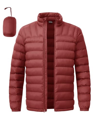 BGOWATU Men's Lightweight Packable Puffer Jacket Warm Winter Jacket for Men Down Alternative Puffy Coat