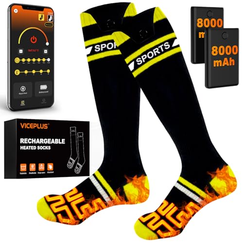 8000mAh*2 Heated Socks for Men Women with App Control,Large-Capacity Rechargeable Battery,360Heating Warming,Electric Winter Socks,Foot Sole Heating,Foot Warmer for Skiing,Hiking,Hunting,Outdoor