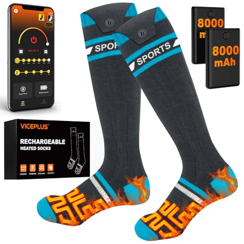 8000mAh*2 Heated Socks for Men Women with App Control,Large-Capacity Rechargeable Battery,360Heating Warming,Electric Winter Socks,Foot Sole Heating,Foot Warmer for Skiing,Hiking,Hunting,Outdoor