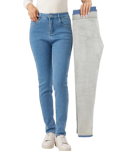 heipeiwa Women's Winter Jeans Fleece Lined Jeans Thermal Thick Skinny Denim Pants Slim Stretch Warm Jeggings