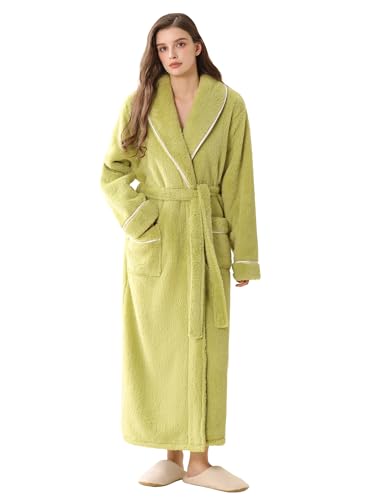 Hellomamma Long Bath Robe for Womens Plush Soft Fleece Bathrobes Nightgown Ladies Pajamas Sleepwear Housecoat