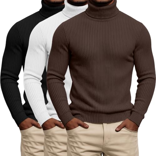Locoowai 3 Pack Ribbed Turtlenecks