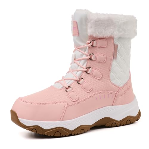 Snow Boots for Women Waterproof Mid-Calf Booties Winter Hiking Boot Durable Warm Fur Lined Boot Non-Slip Warm Climbing Shoes Walking, Cold Weather