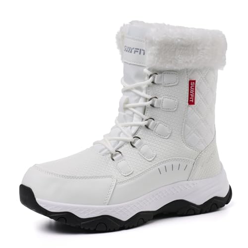 Snow Boots for Women Waterproof Mid-Calf Booties Winter Hiking Boot Durable Warm Fur Lined Boot Non-Slip Warm Climbing Shoes Walking, Cold Weather