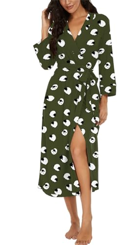 VINTATRE Women Kimono Robes Long Knit Bathrobe Lightweight Soft Knit Sleepwear V-neck Casual Ladies Loungewear