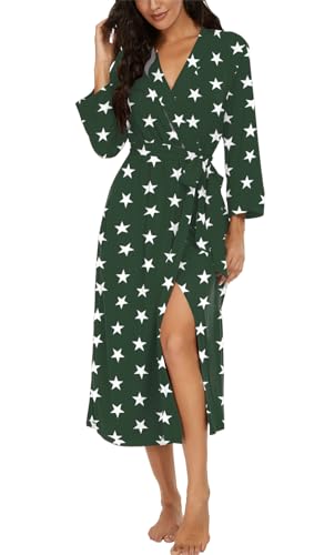 VINTATRE Women Kimono Robes Long Knit Bathrobe Lightweight Soft Knit Sleepwear V-neck Casual Ladies Loungewear