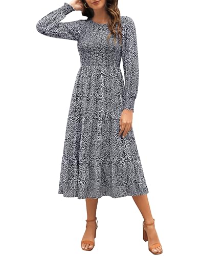 Zattcas Smocked Boho Floral Tiered Midi