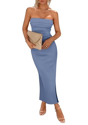 PRETTYGARDEN Ribbed Strapless Maxi