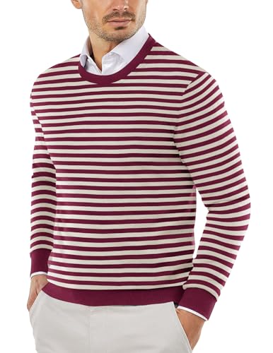 COOFANDY Men's Crew Neck Sweater Slim Fit Lightweight Sweatshirts Knitted Pullover for Casual Or Dressy Wear