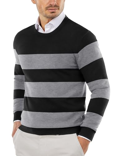 COOFANDY Men's Crew Neck Sweater Slim Fit Lightweight Sweatshirts Knitted Pullover for Casual Or Dressy Wear