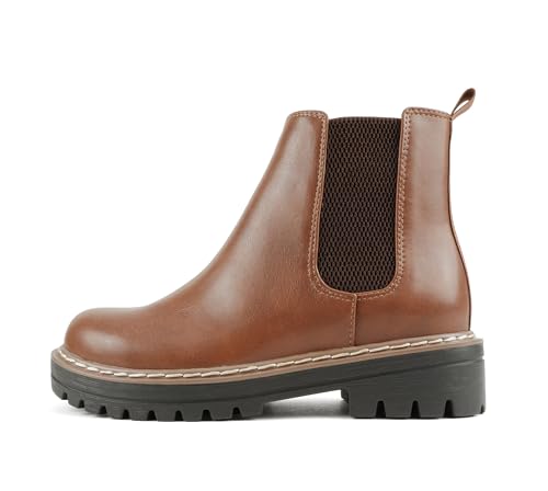 Soda Pilot ~ Women Lug Sole Low Heel Chelsea Fashion Ankle Bootie w/Double Elastic Gore