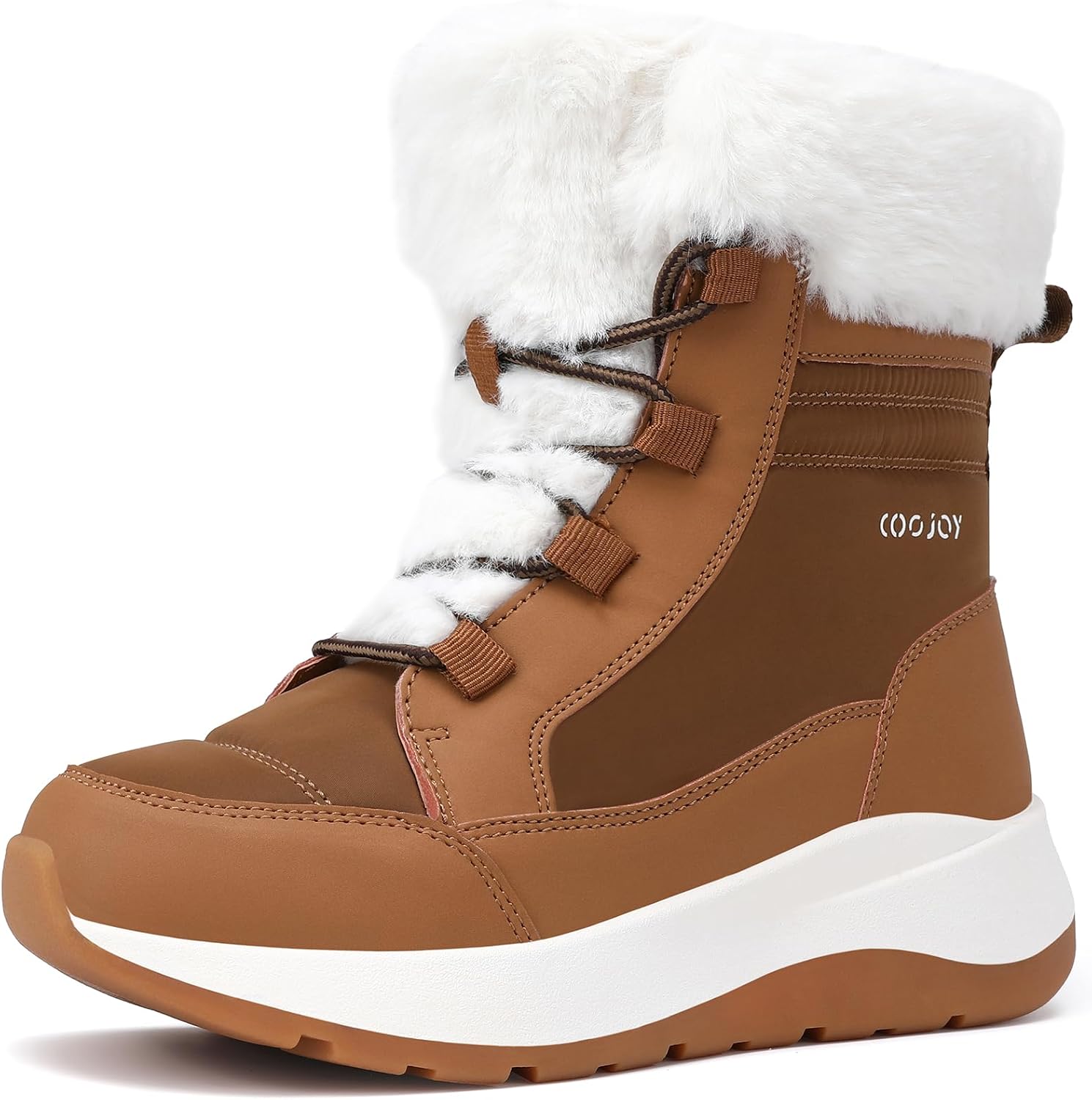 COOJOY Womens Waterproof Winter Snow Boots Warm Shoes Furry Mid Calf Lightweight Walking Hiking Booties