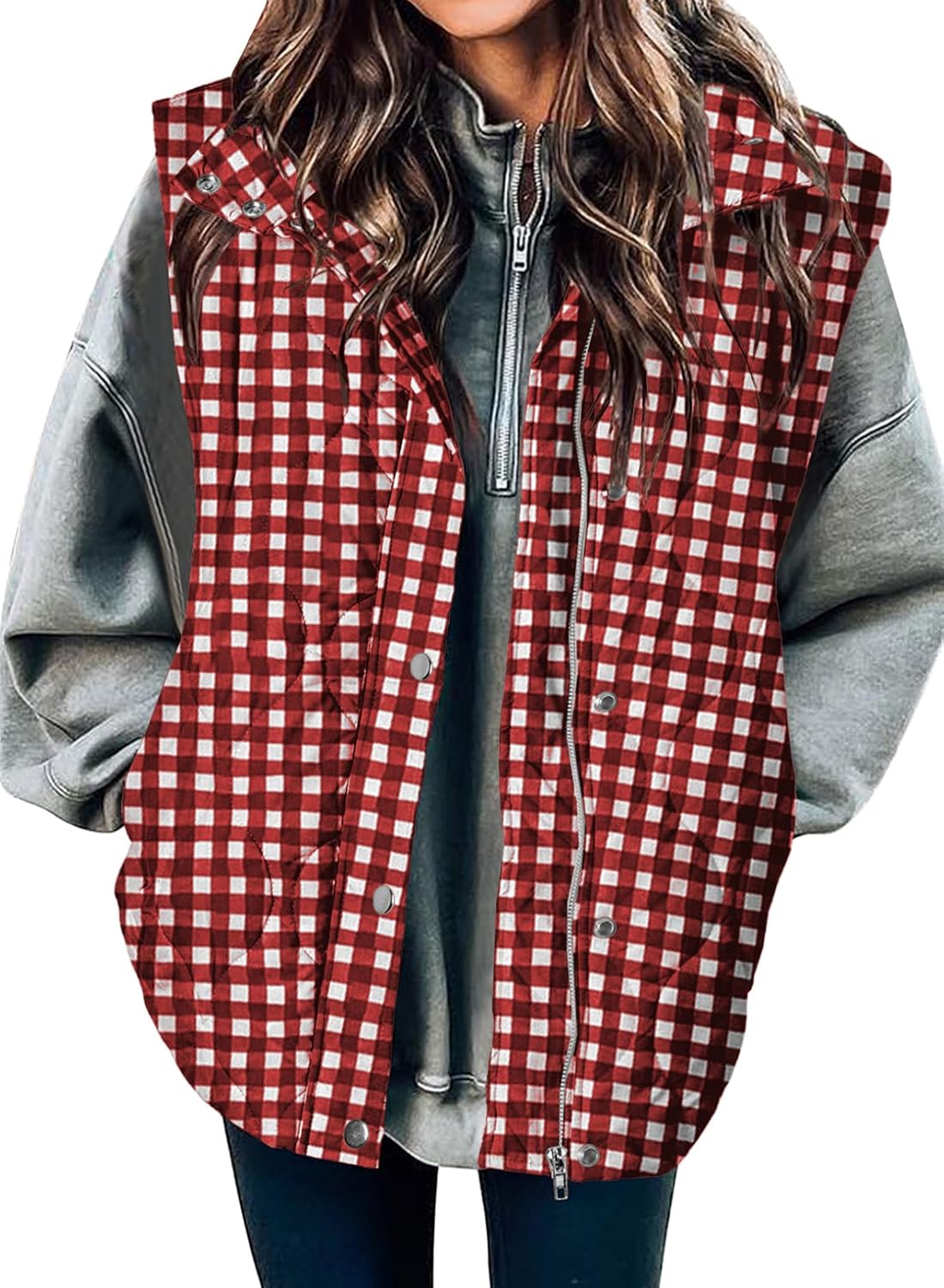 EVALESS Cropped Puffer Vest Women Lightweight Quilted Stand Collar Sleeveless Jackets Fall Winter 2025 Button Zip Up Coat
