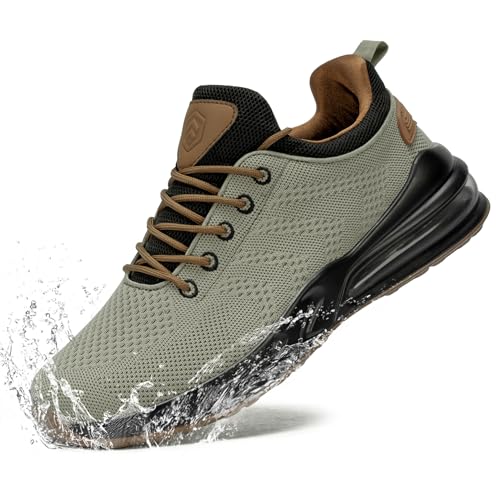 LARNMERN Men Non Slip Work Sneakers Water Resistant Food Service Zapatos Trabajo Antideslizantes Walking Shoes Waterproof Shoes Slip-on