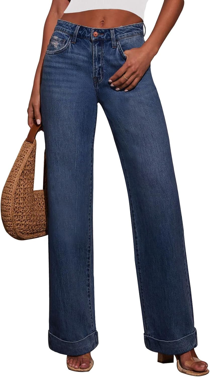 KUNMI Wide Leg Straight Jeans