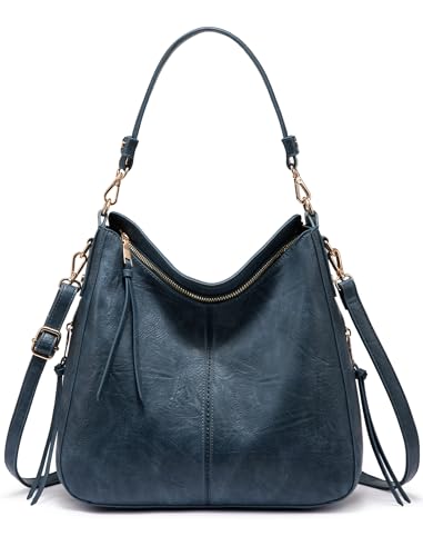 Realer Hobo Crossbody Bags for Women Designer Faux Leather Hobo Handbags Retro Large Size Shoulder Bag Bucket Purse