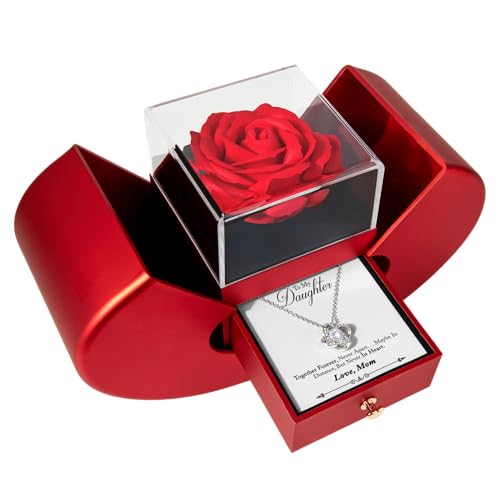 To My Beautiful Daughter Necklace from Mom & Dad | Cubic Zirconia Pendant with Heartfelt Message Card & Gift Box | Daughter Birthday, Graduation, Christmas Jewelry Gift from Parents