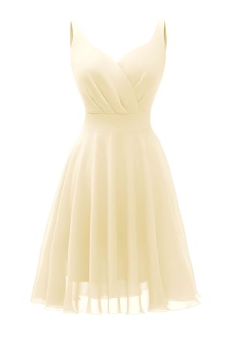 Dressever Summer Cocktail Dress V-Neck Adjustable Spaghetti Strap Chiffon Sundress