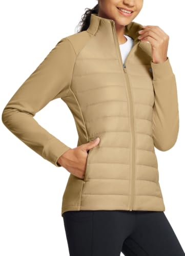 baleaf Women's Running Jacket Winter Lightweight Water Resistant Puffer Coat Fall Cold Weather Hiking Zip Pockets