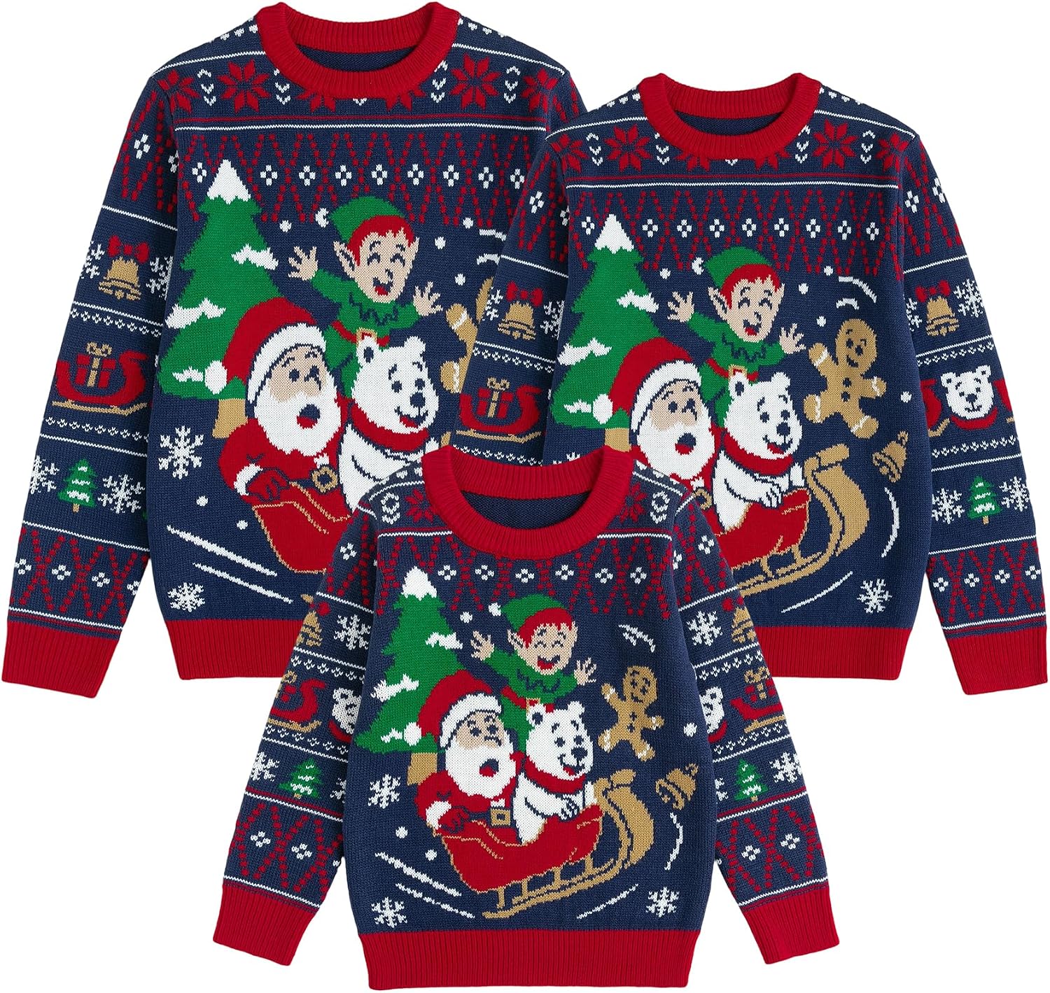 Simplee kids Ugly Christmas Sweater Family Matching Outfits for Holiday Party Knitted Pullover