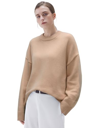 SUUKSESS Women Cashmere Blend Oversized Crew Neck Long Sleeve Pullover Sweaters